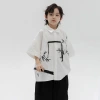 Summer Chinese short-sleeved white shirt for boys 2024 New style, a stylish and thin Chinese-style shirt jacket for children and boys Application Scenario